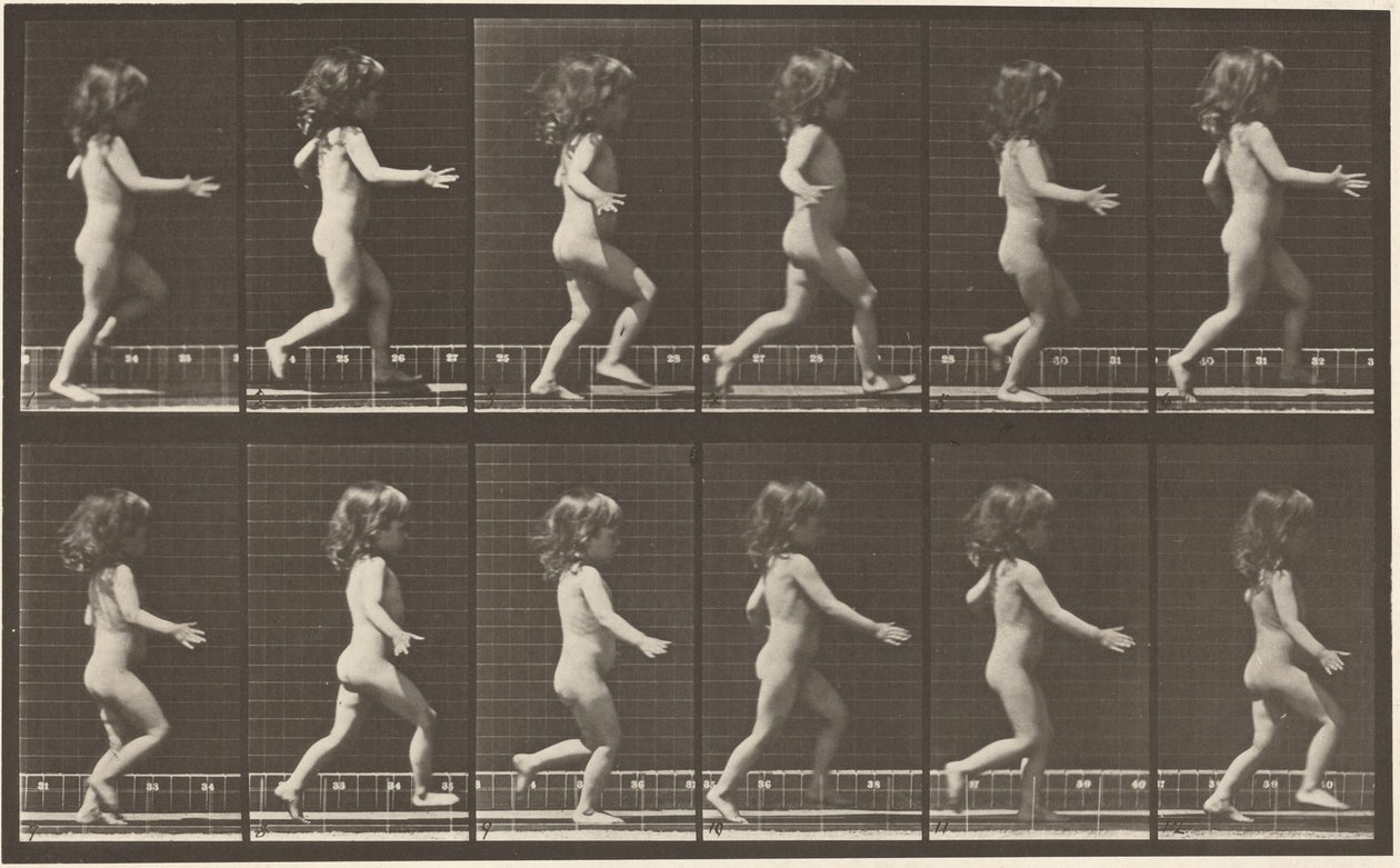 Nummerplade 469. Barn i løb,1887 (foto) af Eadweard Muybridge