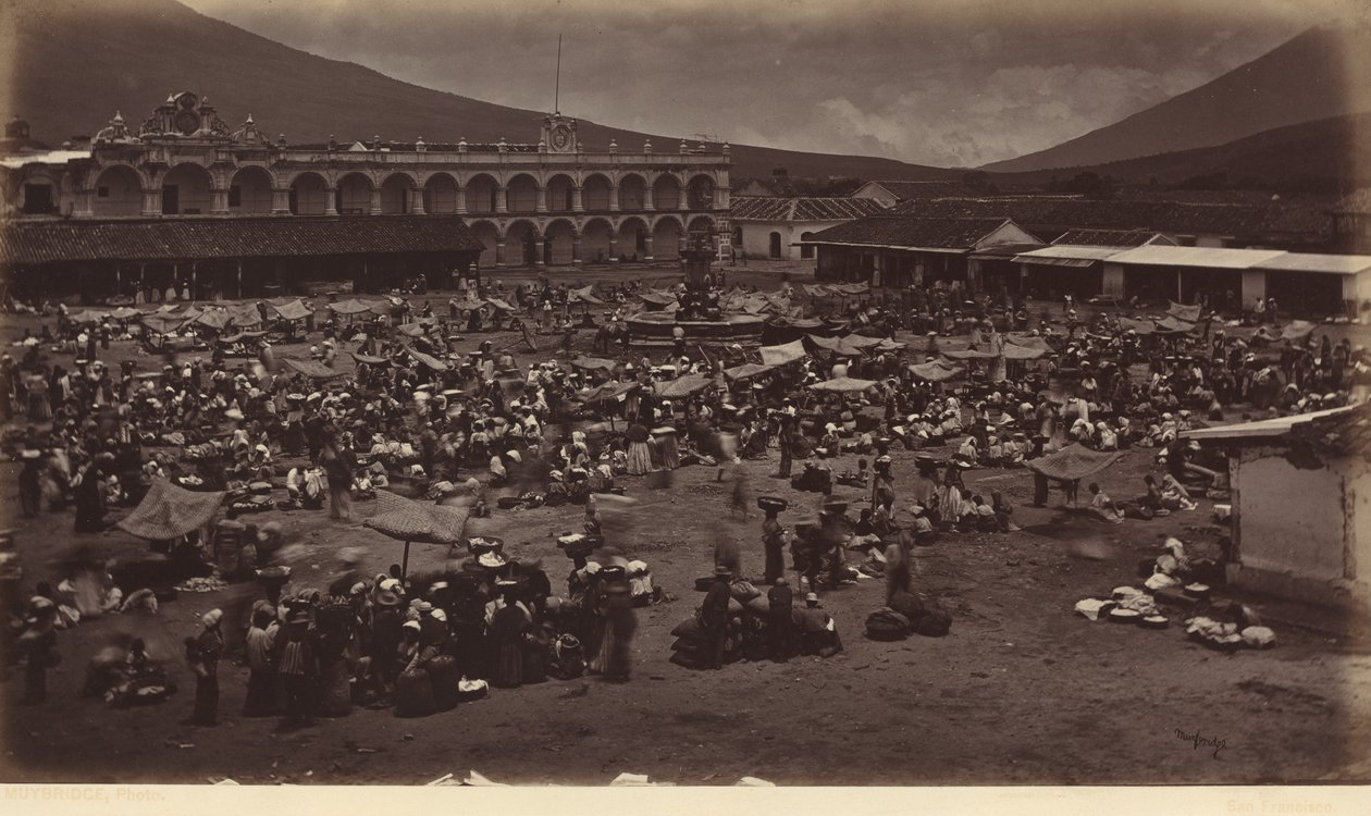 Plaza og vicekongens palads-Antigua de Guatemala,1877 (foto) af Eadweard Muybridge