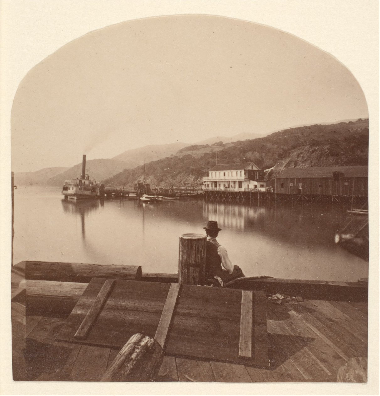 Sausalito fra N.P.C.R.R.-kajen, set mod syd af Eadweard Muybridge
