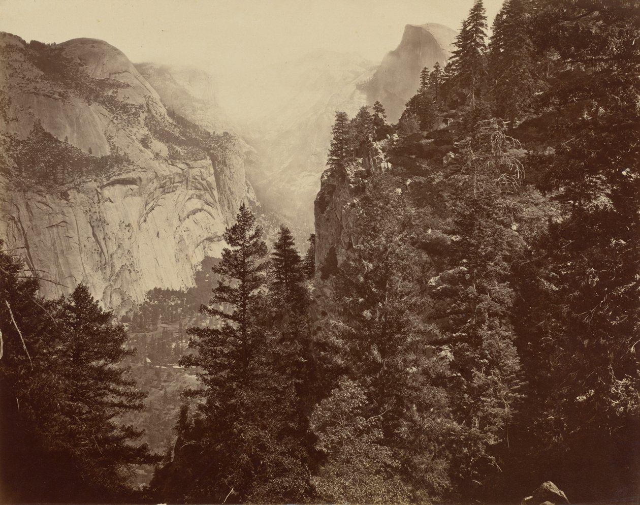 Tenaya Canyon fra Union Point, Yosemite-dalen af Eadweard Muybridge