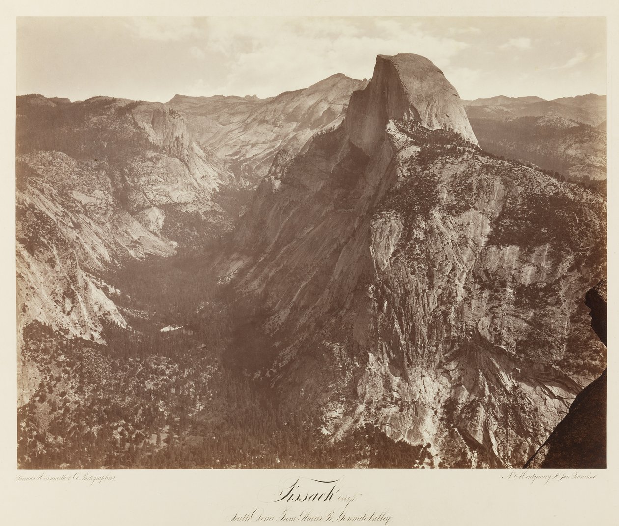 Tissack, South Dome fra Glacier Point, Yosemite Valley #73, ca. 1872 (mammut-plade albumin print) af Eadweard Muybridge