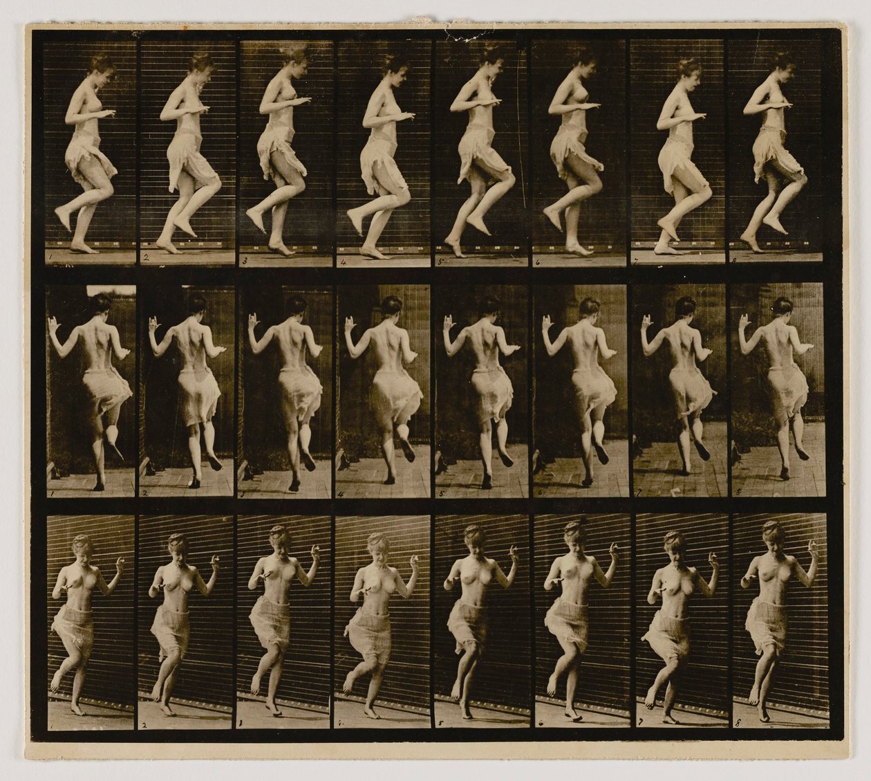 Kvinde, der rider på en fod, fra bogen Animal Locomotion af Eadweard Muybridge
