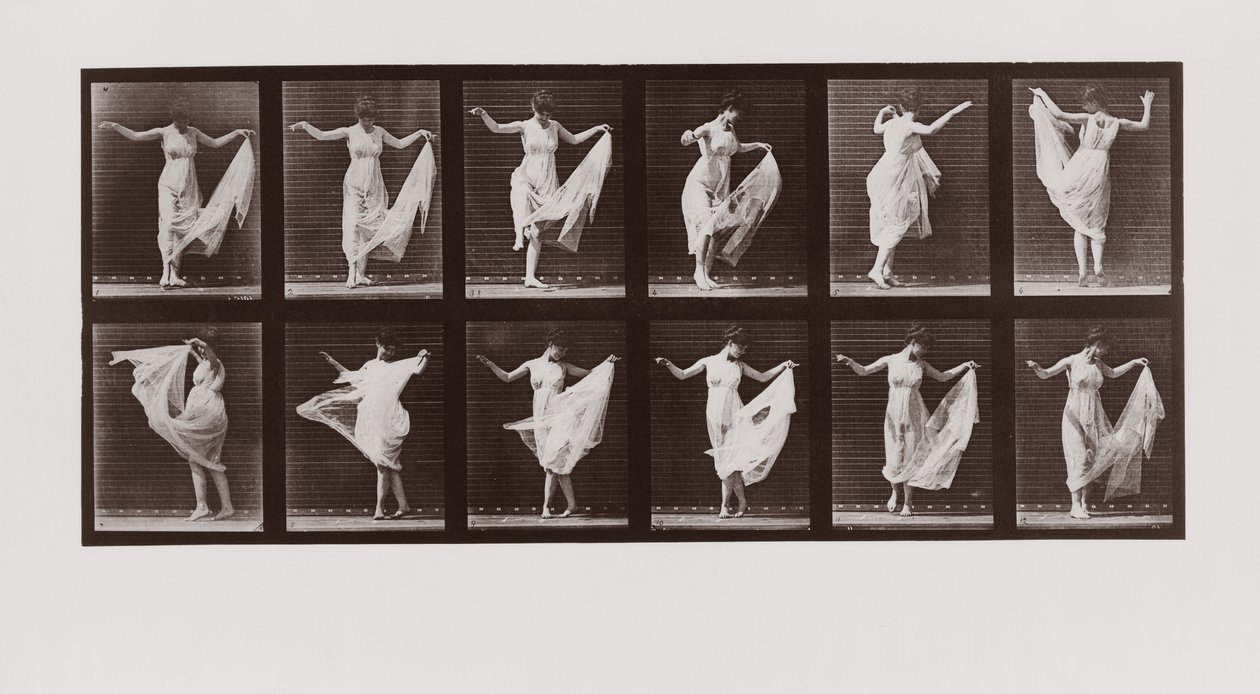 Kvinde danser, plade 107 fra Animal Locomotion, 1887 af Eadweard Muybridge