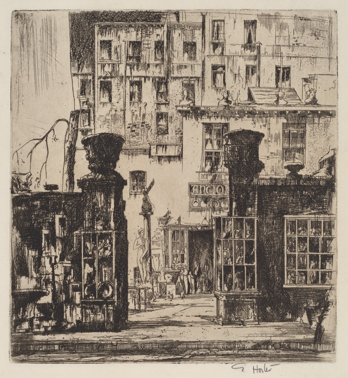 Antikvitetsforretning, New York af Earl Horter