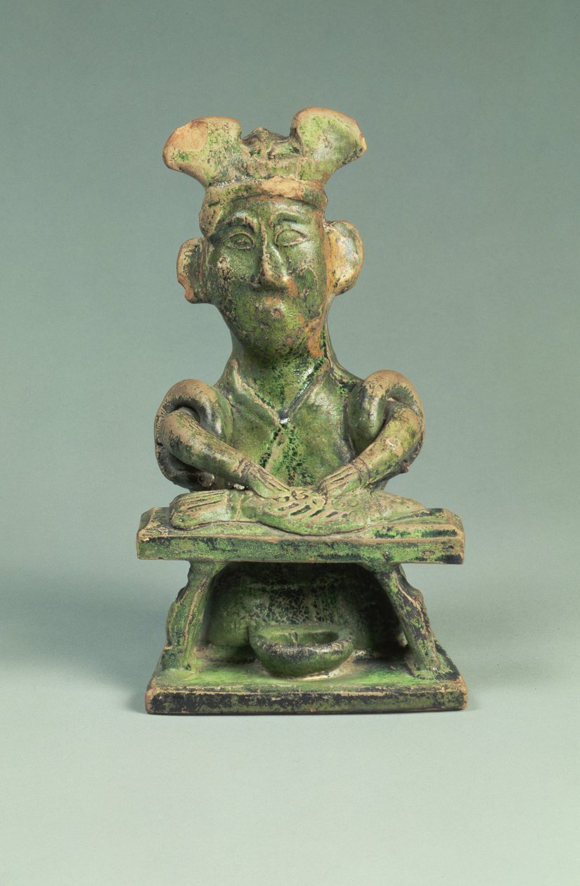 Figur af en fiskehandler, gravartefakt, østlige Han-dynasti, 25-220 (lertøj) af Eastern Han Dynasty Chinese School