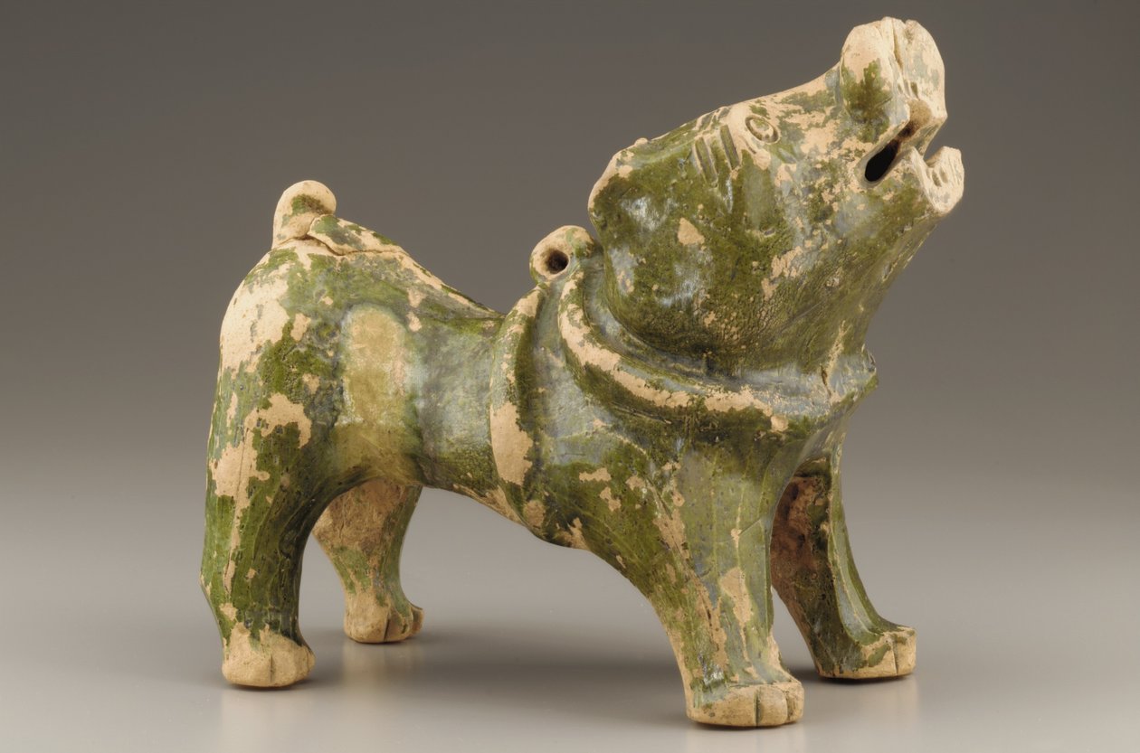 Gravfigur af en gøende hund, tidlig 1.-begyndelse af 3. århundrede (keramik) af Eastern Han Dynasty Chinese School