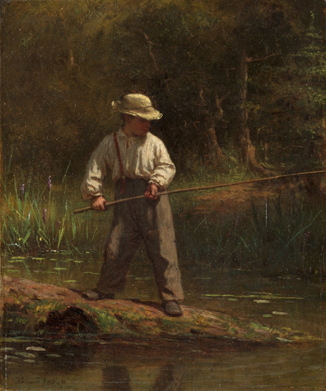 Boy Fishing, ca. 1860 (olie på lærred) af Eastman Johnson
