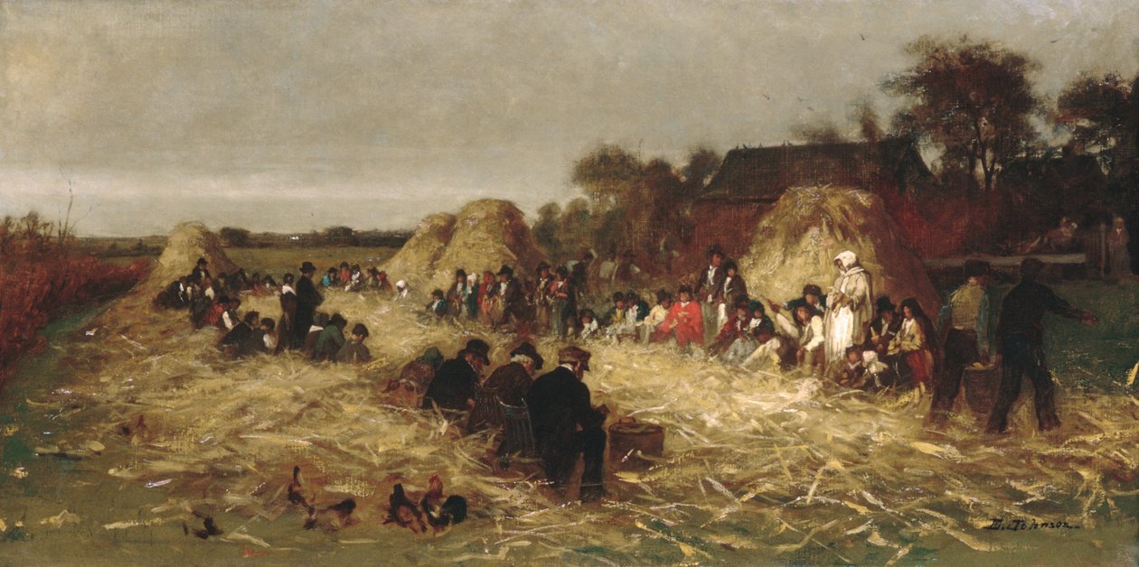 Afskalning af majs i Nantucket af Eastman Johnson