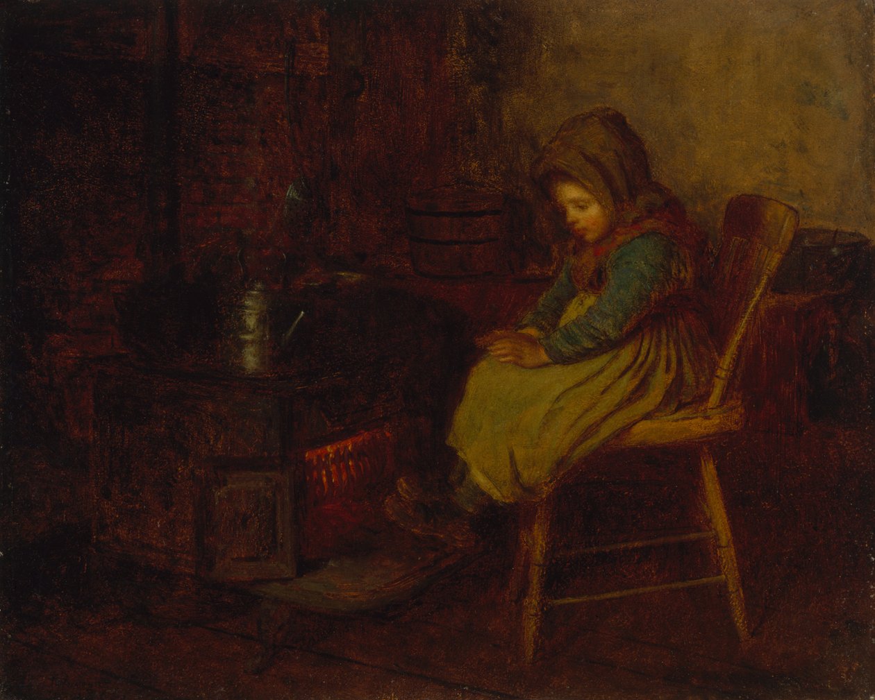 Home and Warmth, 1863 (olie på akademiets bord) af Eastman Johnson