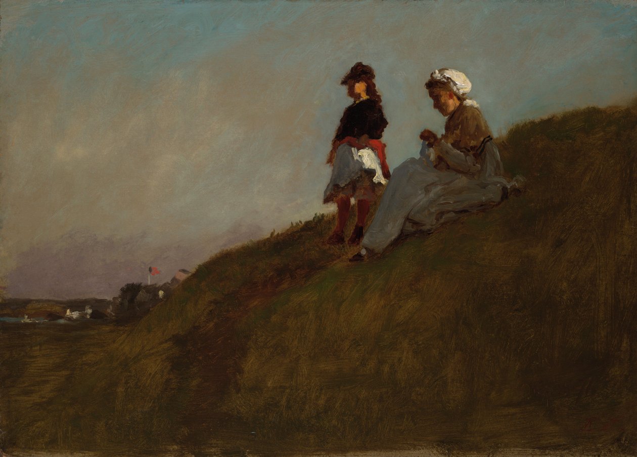 På bjergskråningen (forsiden); Pige i skoven (bagsiden) af Eastman Johnson