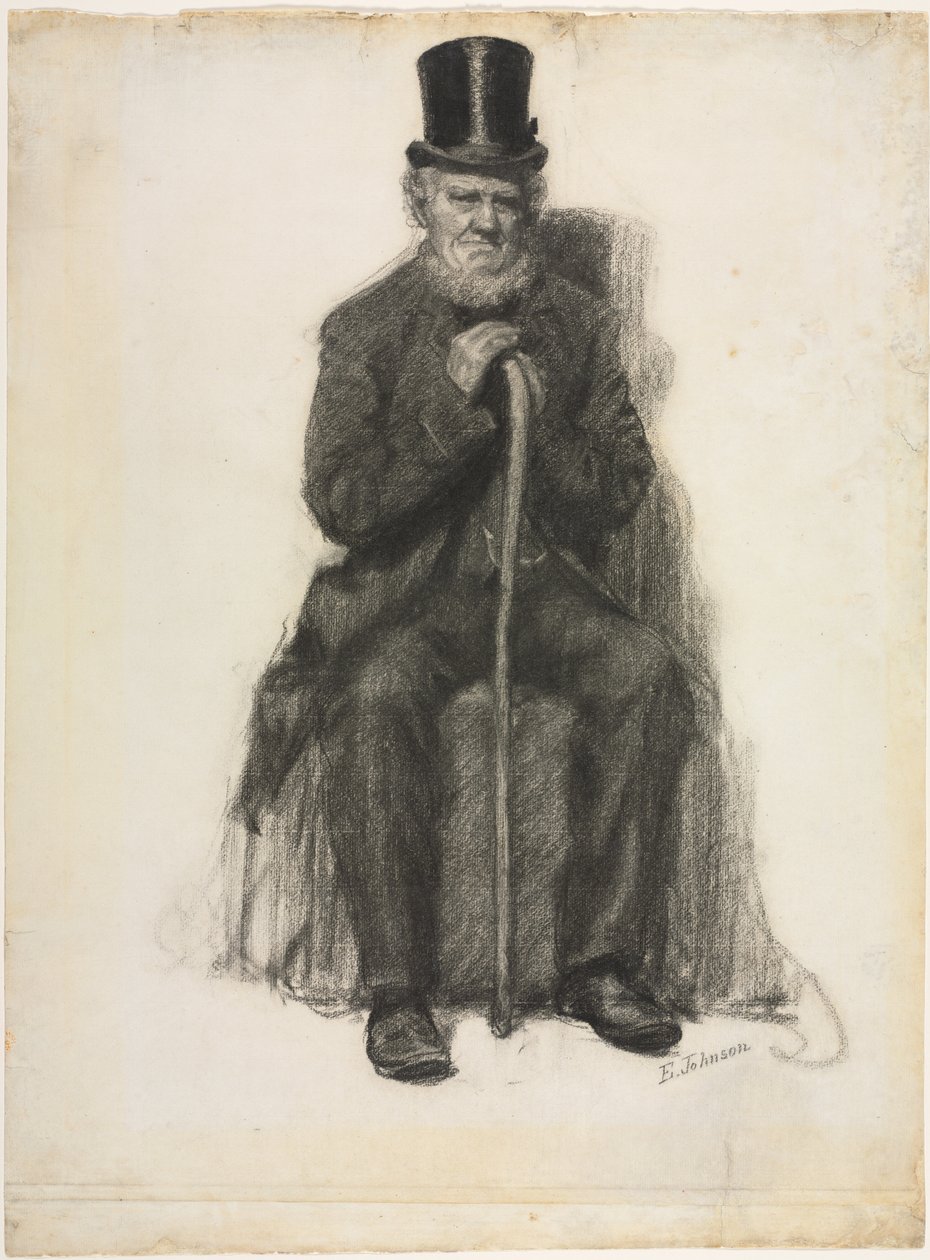 Studie af en gammel mand (muligvis et studie til et portræt af Peter Folger), ca. 1886 (sort kridt) af Eastman Johnson