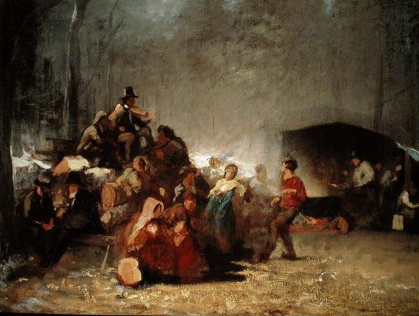 Festen i Maple Sugar Camp, ca. 1861-66 (olie på lærred) af Eastman Johnson