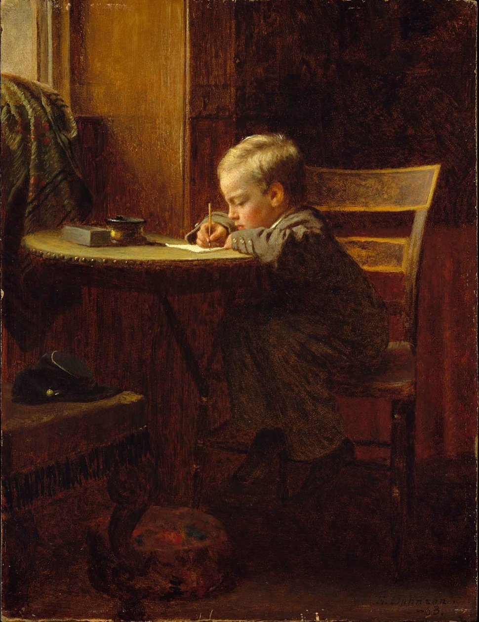 Skriver til far af Eastman Johnson