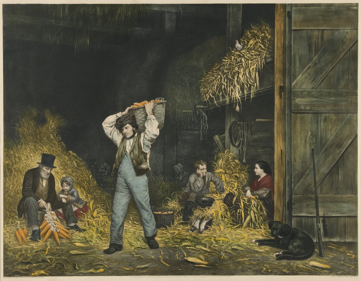 Husking, pub. 1861 af Eastman after Johnson