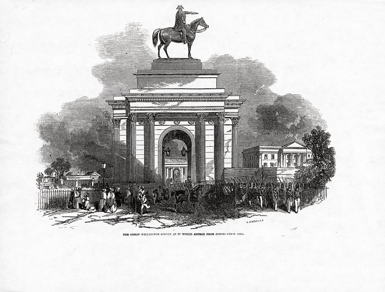 The Great Wellington Statue, som den ville se ud fra Constitution Hill, offentliggjort i 