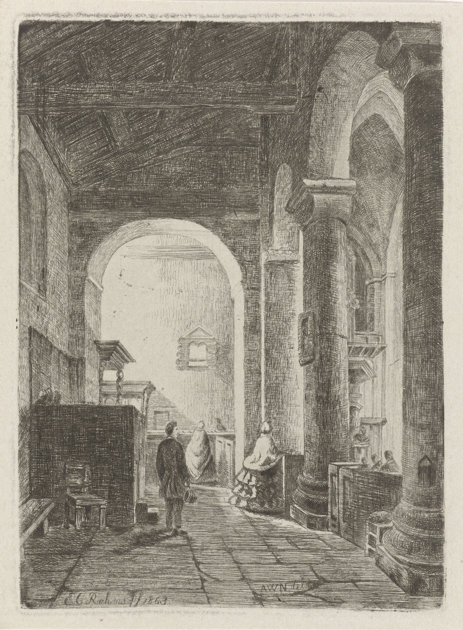 Interiør af en kirke af Eberhard Cornelis Rahms