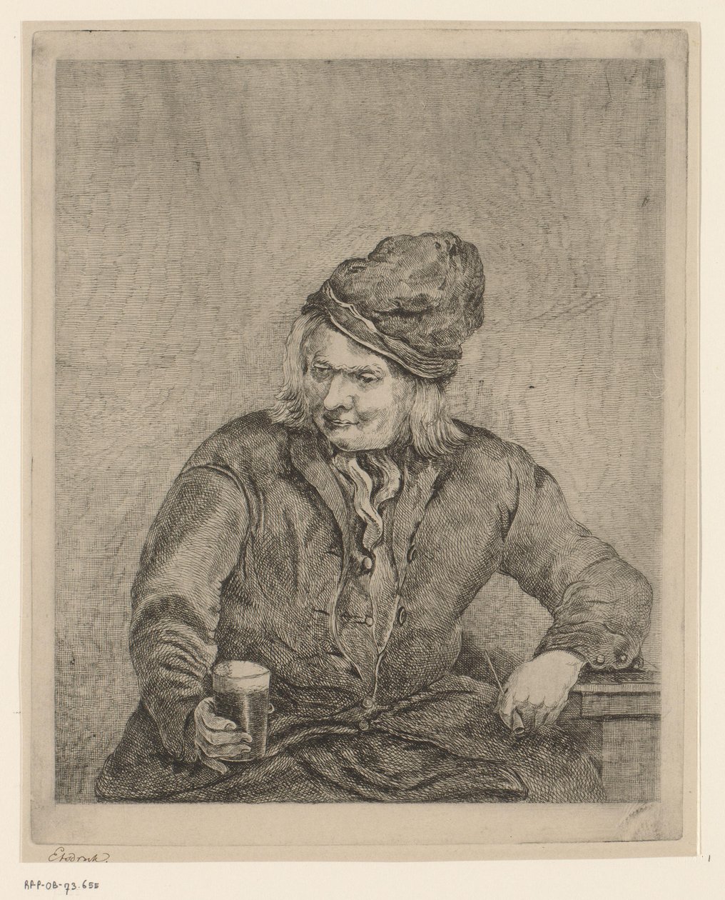 Gammel mand med glas og rør i hånden af Eberhard Cornelis Rahms