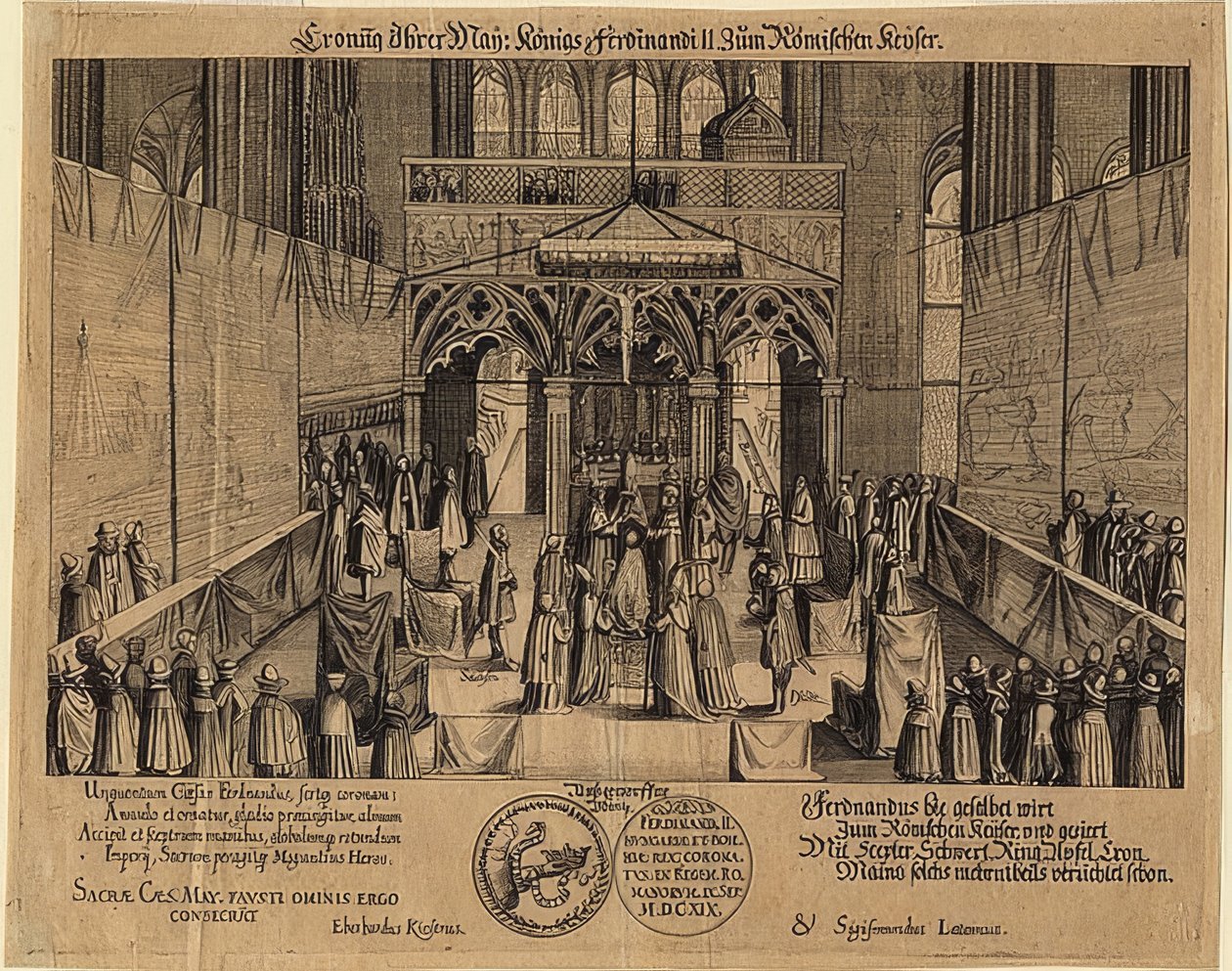 Kroningen af ​​kong Ferdinand II som romersk kejser. 1619 af Eberhard Kieser
