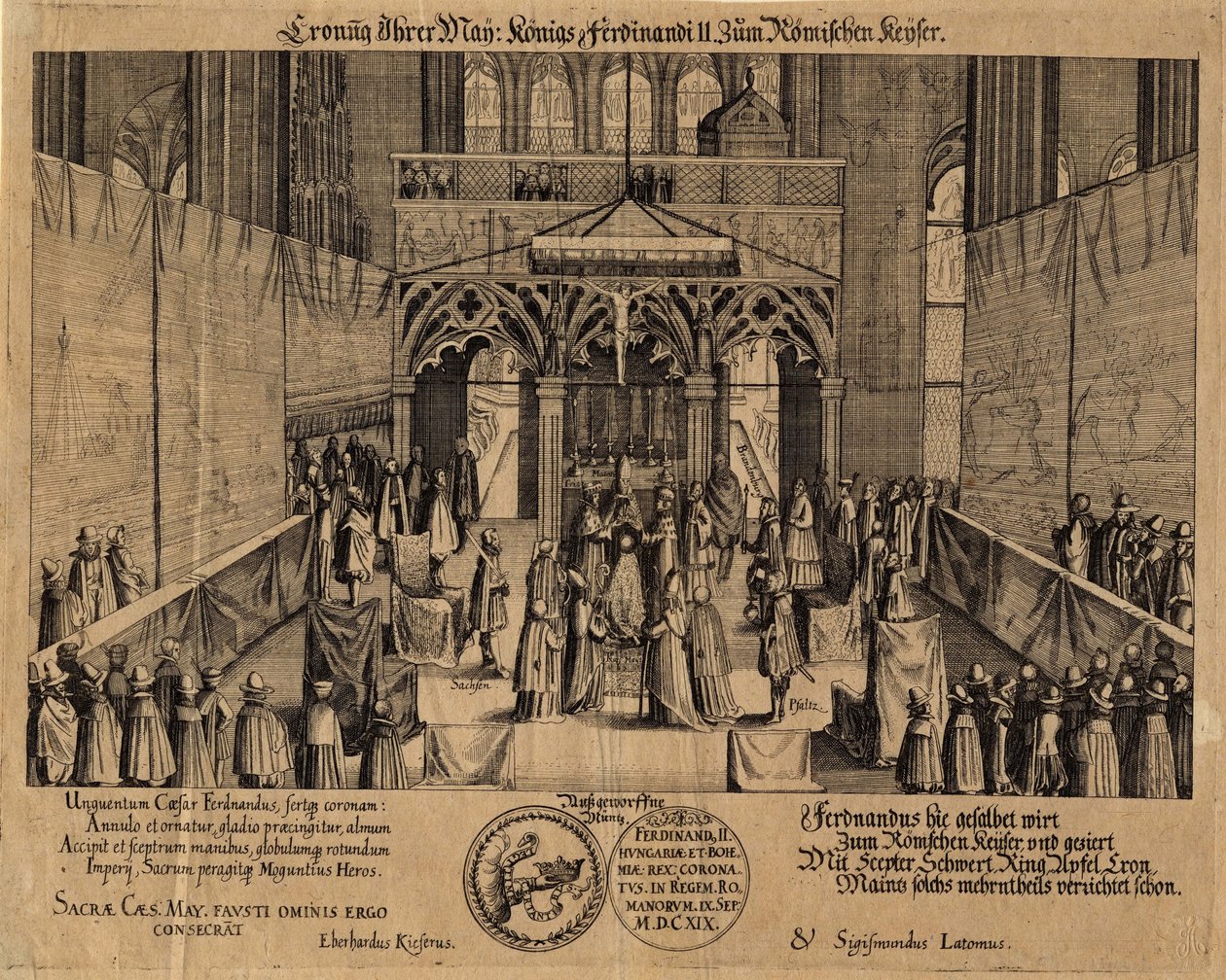 Kroningen af kong Ferdinand II som hellig romersk kejser af Eberhard Kieser