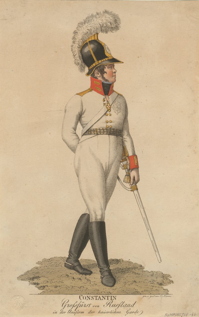 Portræt af storhertug Konstantin Pavlovich af Rusland 1779-1831, 1807 af Eberhard Siegfried Henne