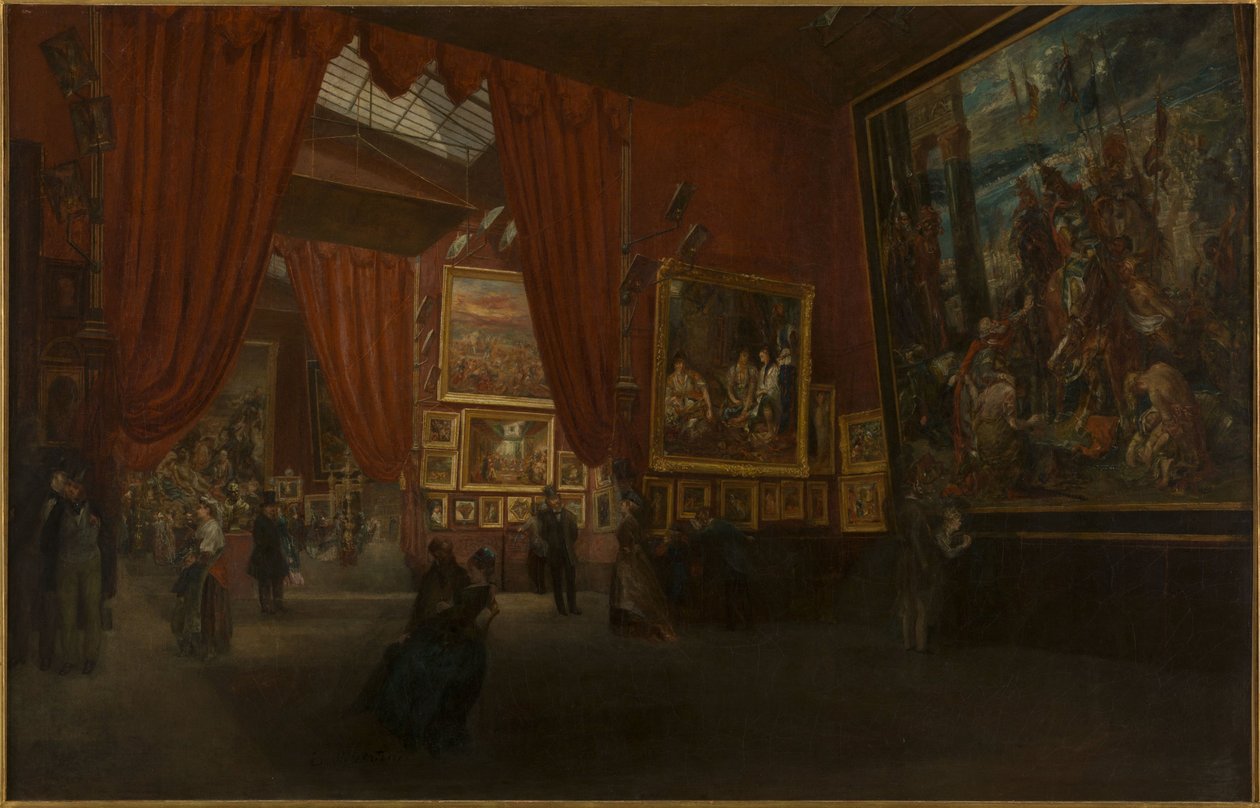 Udstilling af værker af Eugène Delacroix, på Galerie Martinet, boulevard des Italiens, i 1864, i 1864 (olie) af Ed. Albertini