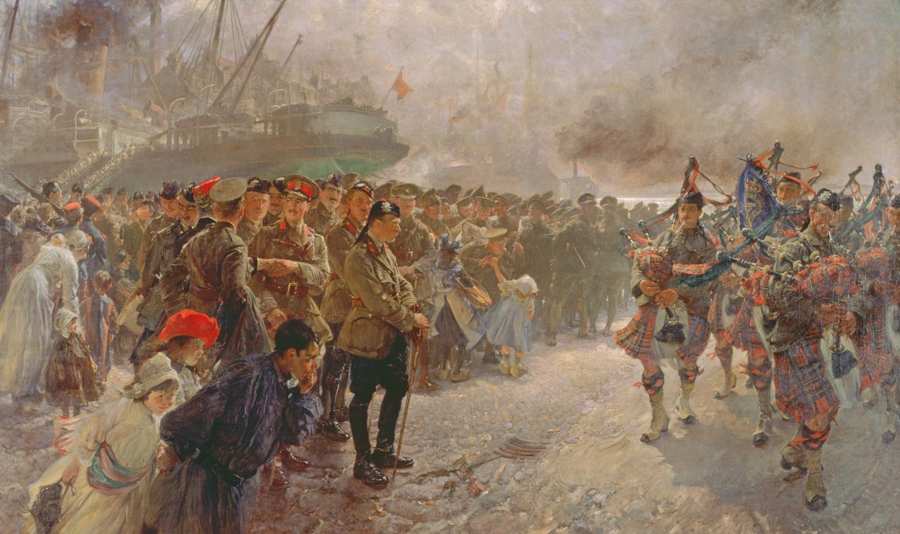 Landgang af den første canadiske division ved St. Nazaire, 1915 af Edgar Bundy