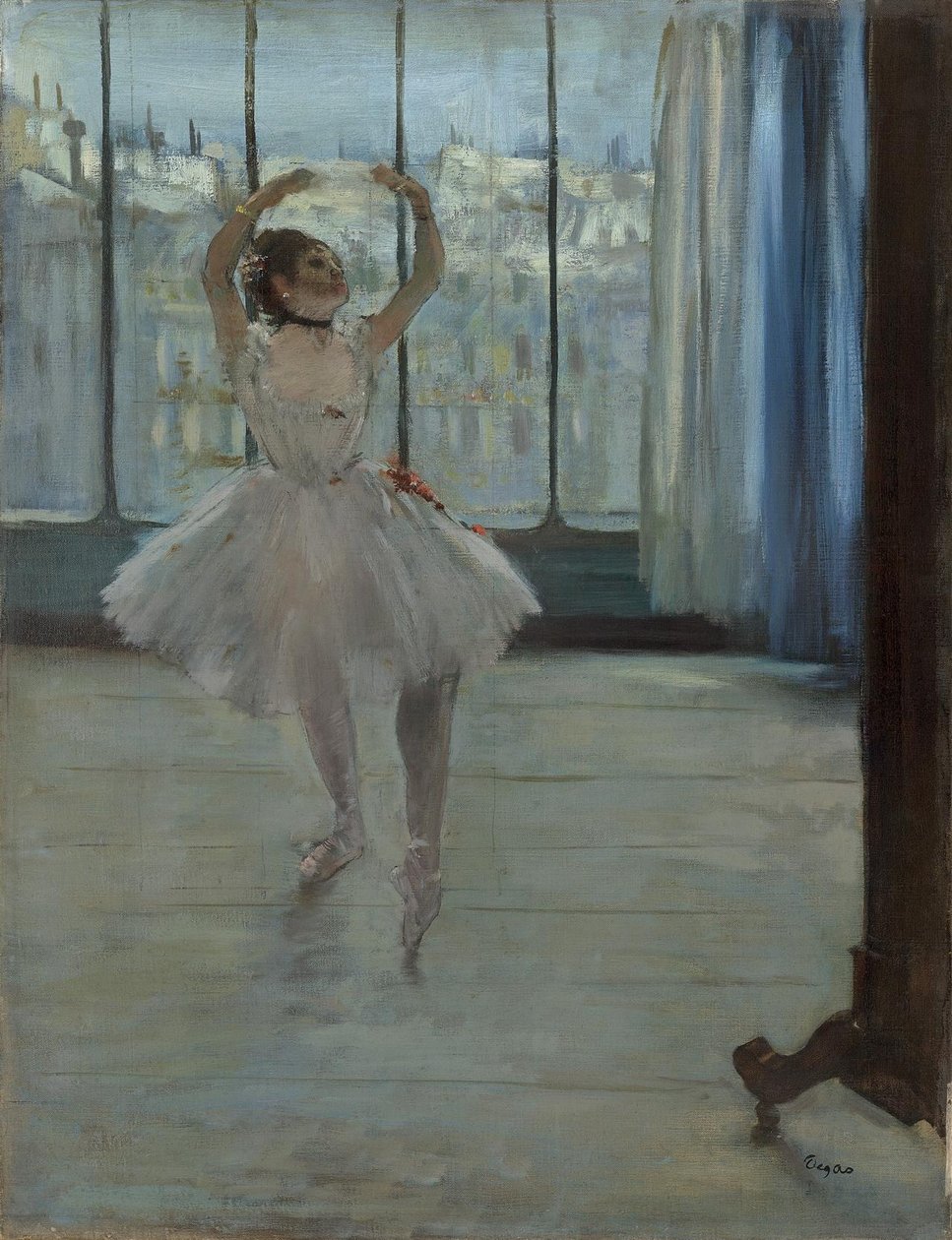 Danser poserer for en fotografdanser foran vinduet af Edgar Degas
