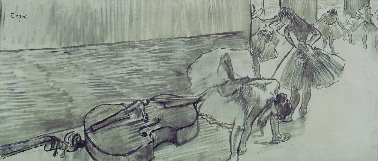 Forberedelser til Ballet La ContrabajonEspanol: Preparativos de Ballet El Contrabajon af Edgar Degas