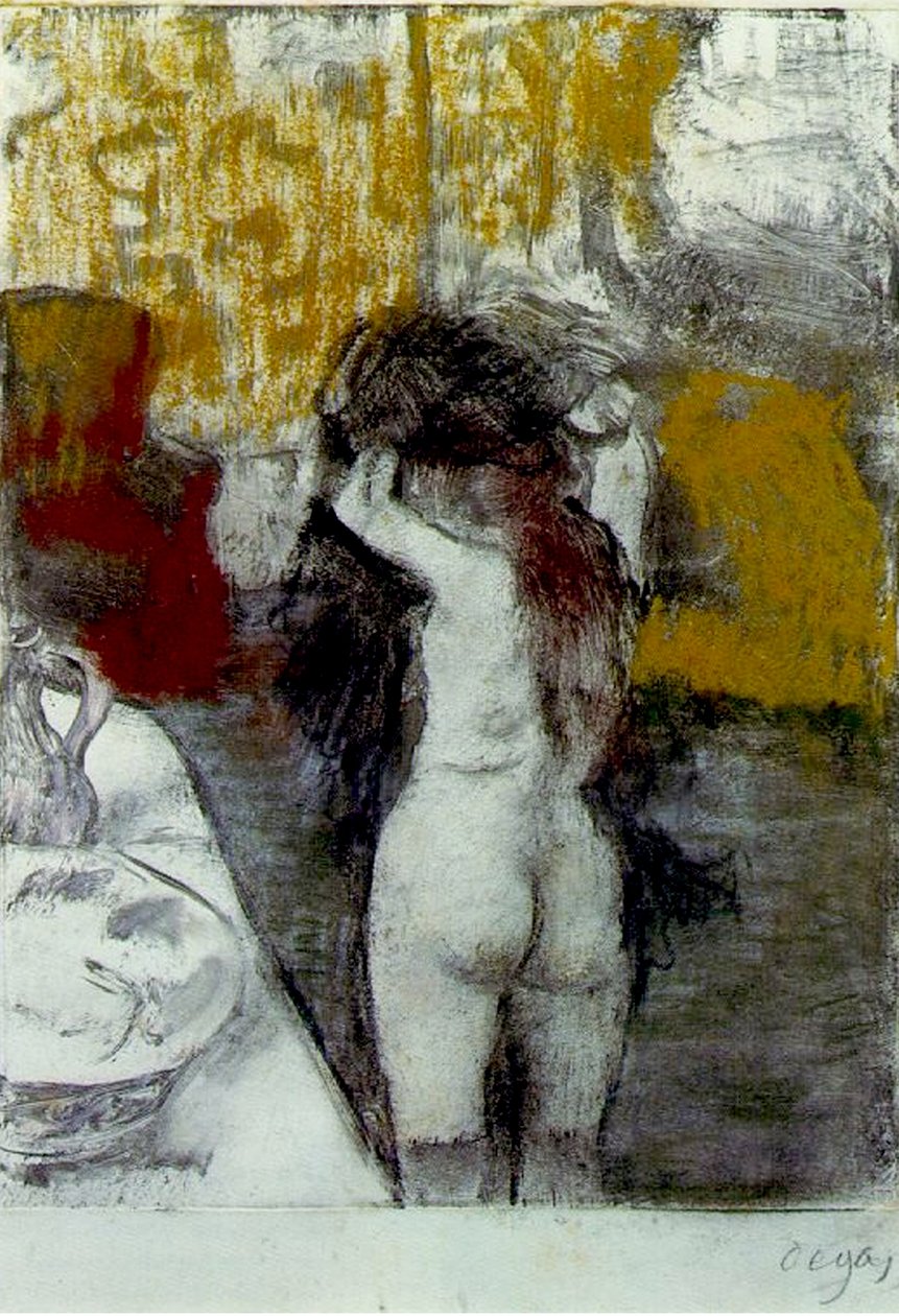 Badende ved vandet, ca. 1903 (pastel og sort kridt på papir om bord) af Edgar Degas
