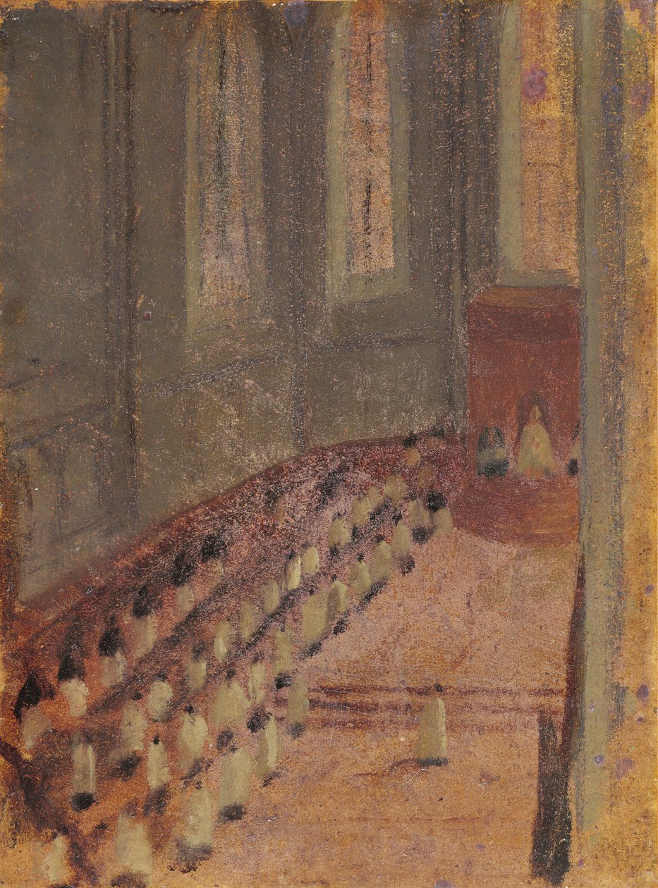 Ordinationsceremoni ved Lyon Cathedral (olie på papir maroufle på lærred) af Edgar Degas