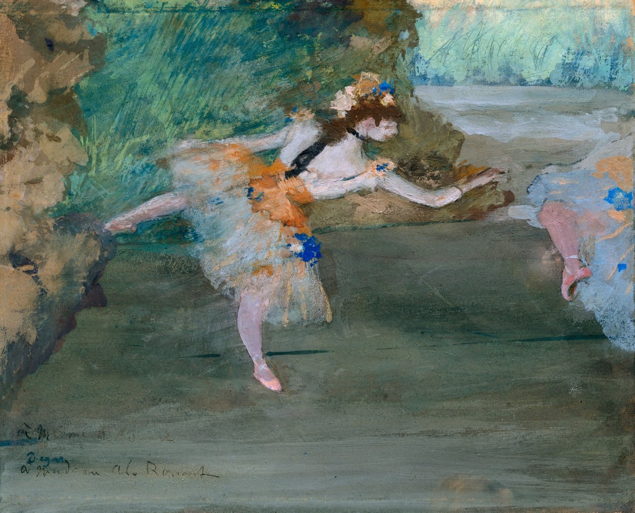 Danser på scenen, ca. 1877 (gouache over grafit) af Edgar Degas