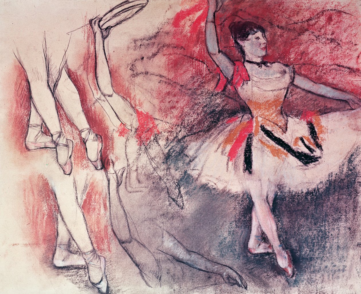 Danser med tamburin, eller spansk danser, ca. 1882 (kul og pastel på papir) af Edgar Degas