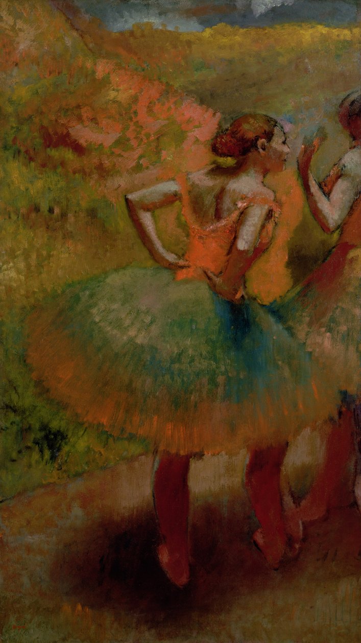 Dansere iført grønne nederdele, ca. 1895 af Edgar Degas
