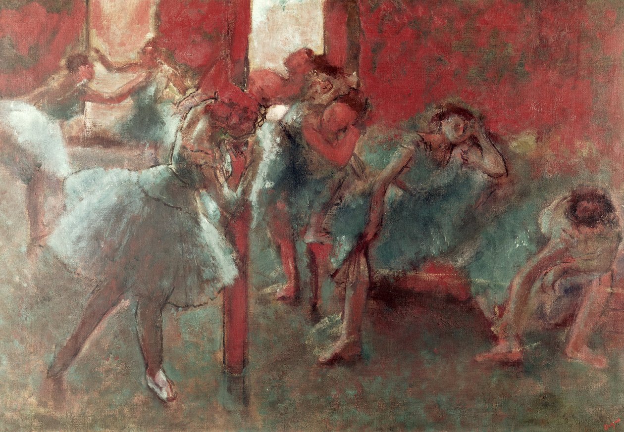 Dancers at Rehearsal, 1895-98 (pastel på papir) af Edgar Degas