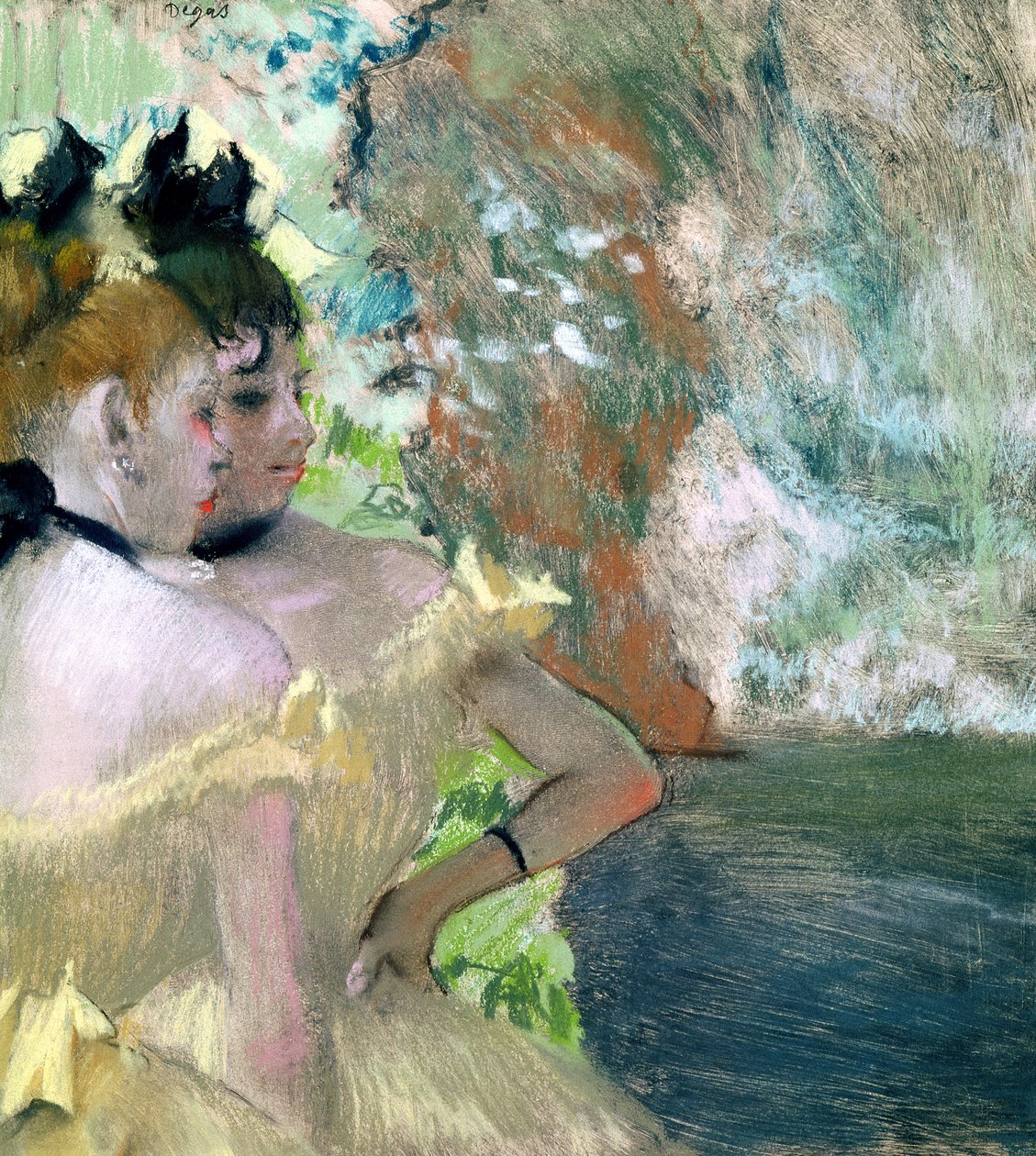 Dancers in the Wings (pastel på papir) af Edgar Degas