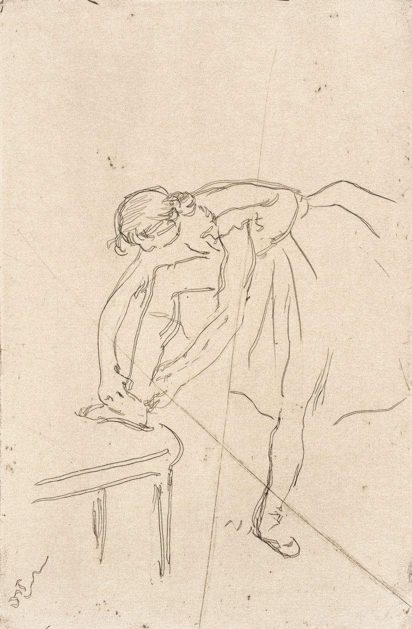 Danser tager sin tøffel på af Edgar Degas