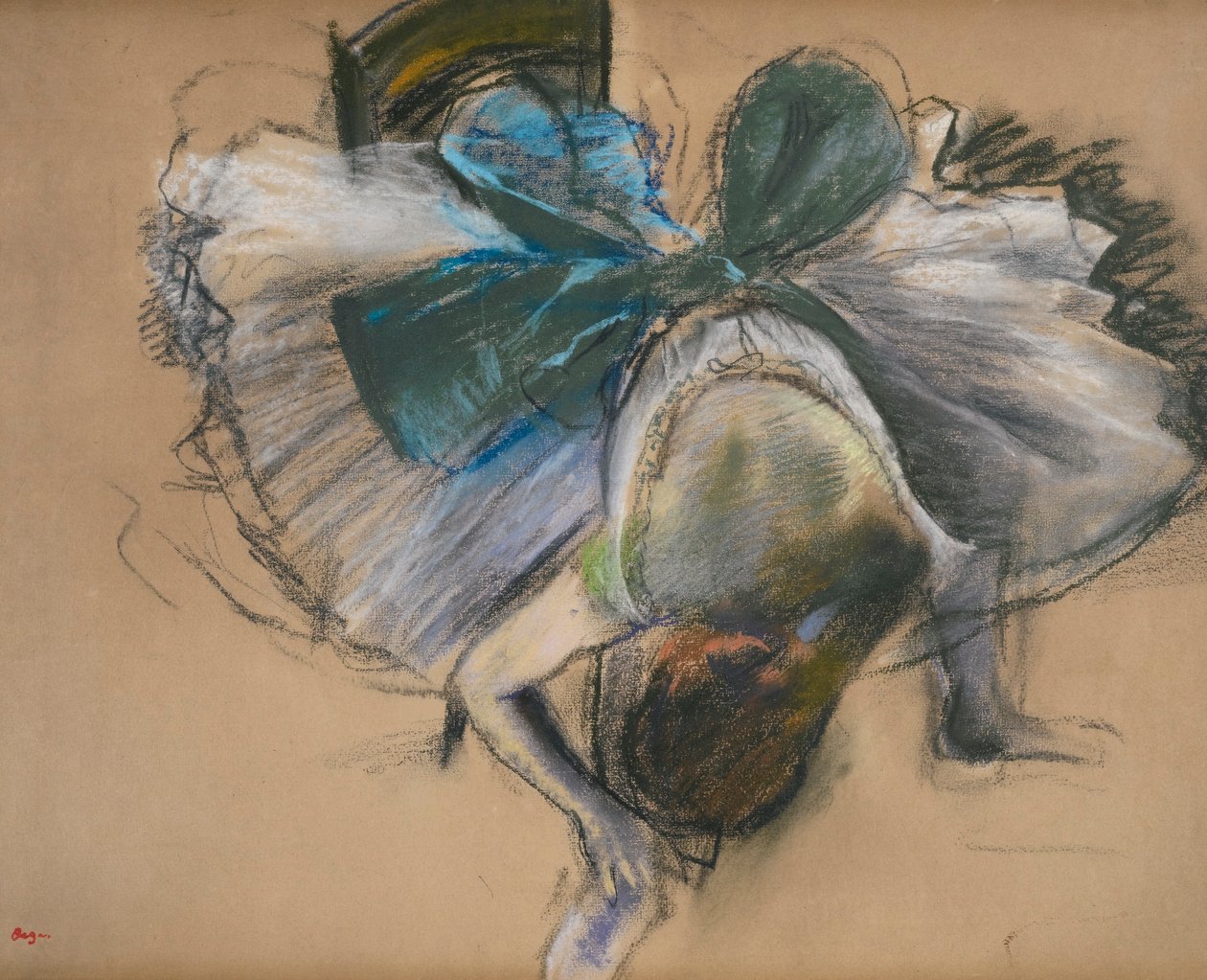Danser justerer sin tøfler af Edgar Degas