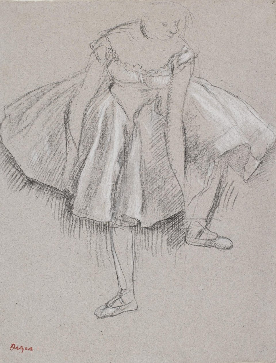 Danser justerer sin tøfler af Edgar Degas