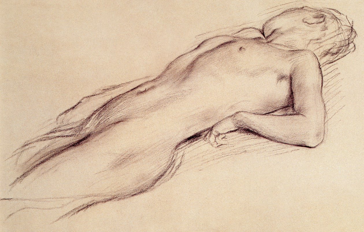 Nøgen kvinde ligger af Edgar Degas