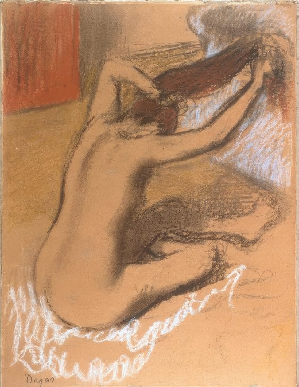 Kvinde reder sit hår af Edgar Degas