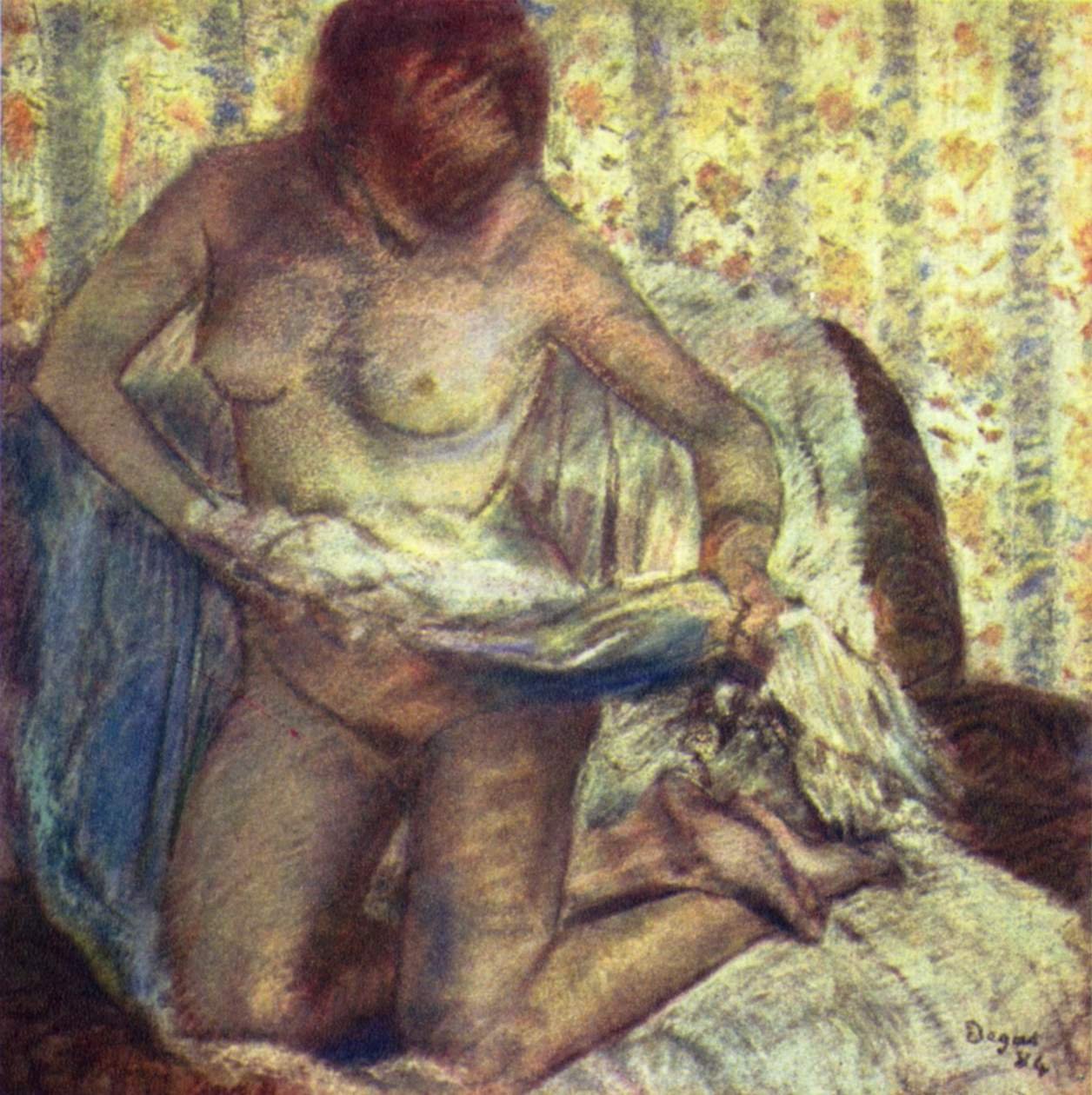 Knælende kvinde af Edgar Degas