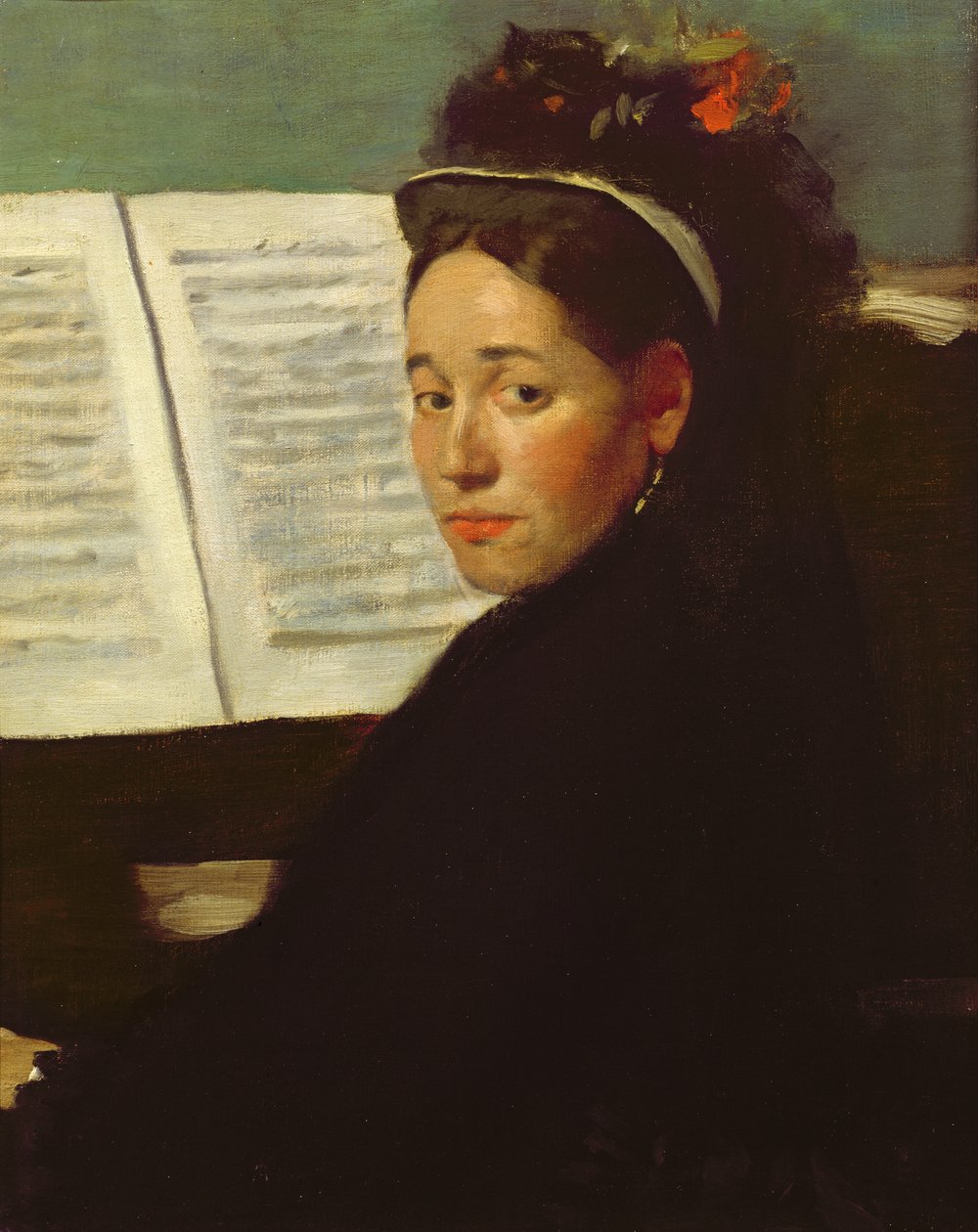 Mademoiselle Marie Dihau (1843-1935) ved klaveret, ca. 1869-72 af Edgar Degas