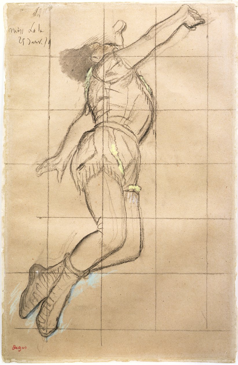 Miss La La La i Cirque Fernando, 1879 (sort kridt og pastel på papir) af Edgar Degas