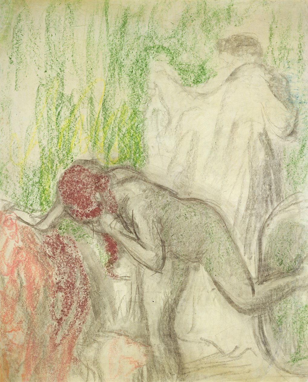 Nøgen på vej ud af badet af Edgar Degas
