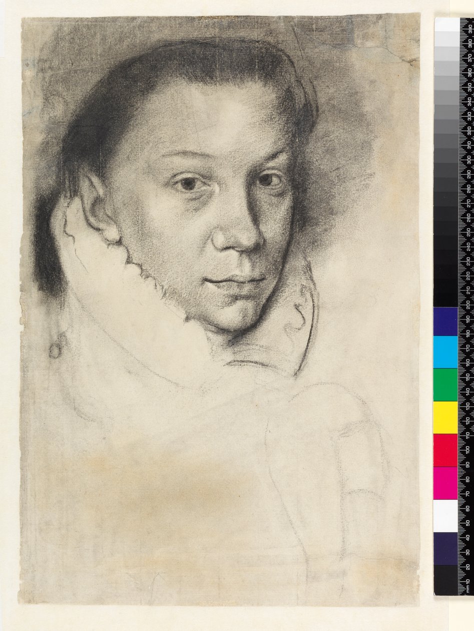 PD.22-1978 Elizabeth de Valois (efter Anthonis Mor eller Moro), c.1880 (kul på papir) af Edgar Degas