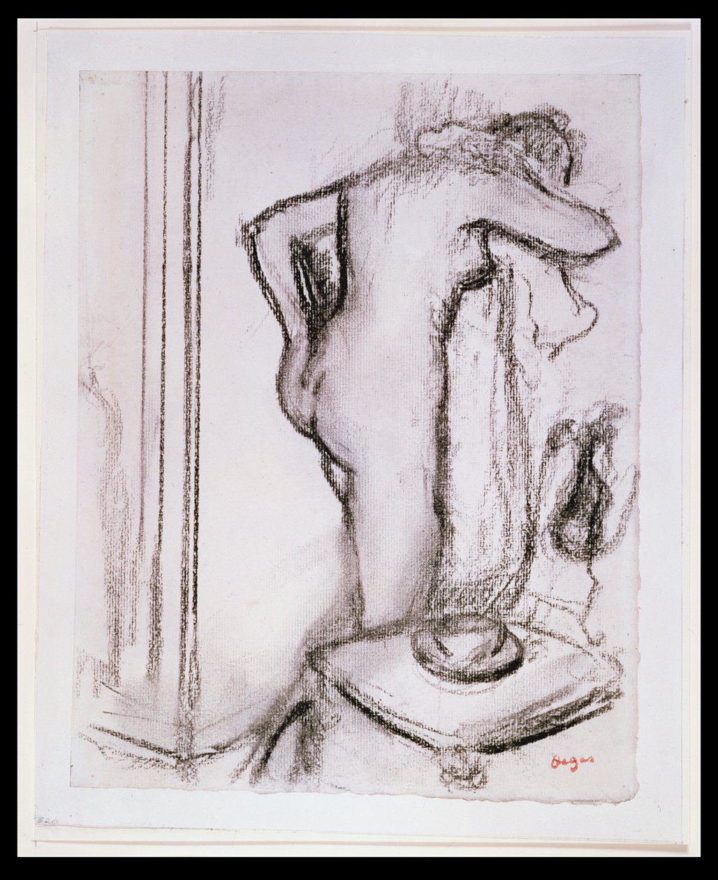 PD.33-1978 Kvinde ved sit toilet, ca. 1890 (kul på papir) af Edgar Degas