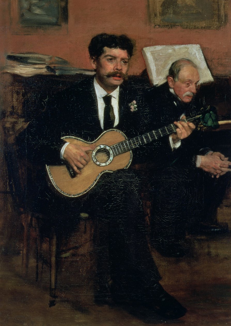 Portræt af Lorenzo Pagans (1838-83), spansk tenor, og Auguste Degas (1807-74), kunstnerens far, ca. 1871-72 af Edgar Degas
