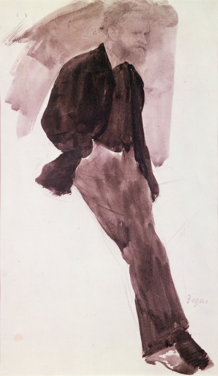 Portræt af Manet (grå vask på papir) af Edgar Degas
