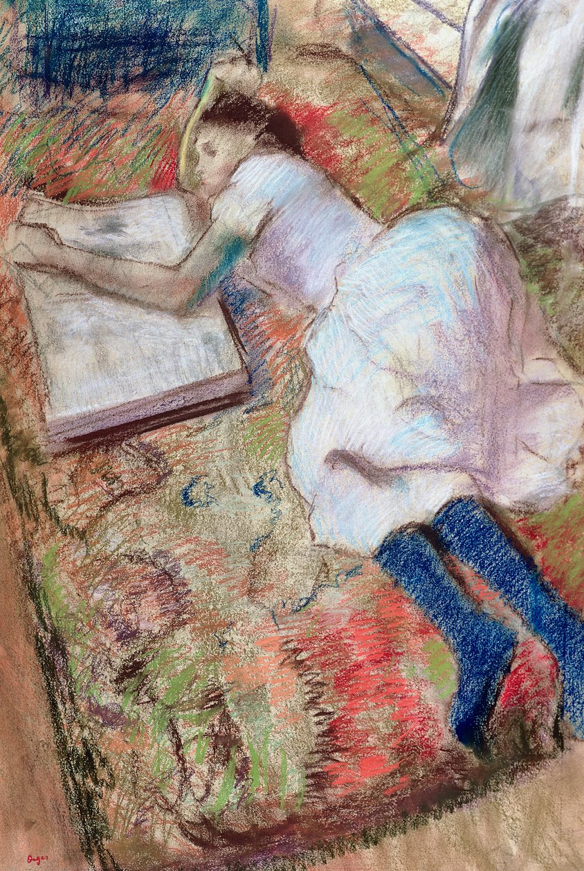 Læser liggende, ca.1889 (pastel på papir) af Edgar Degas