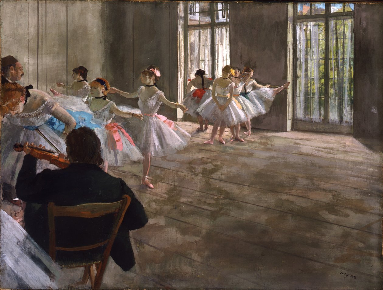 Repetition au Foyer, ca. 1875 (tempera på lærred) af Edgar Degas